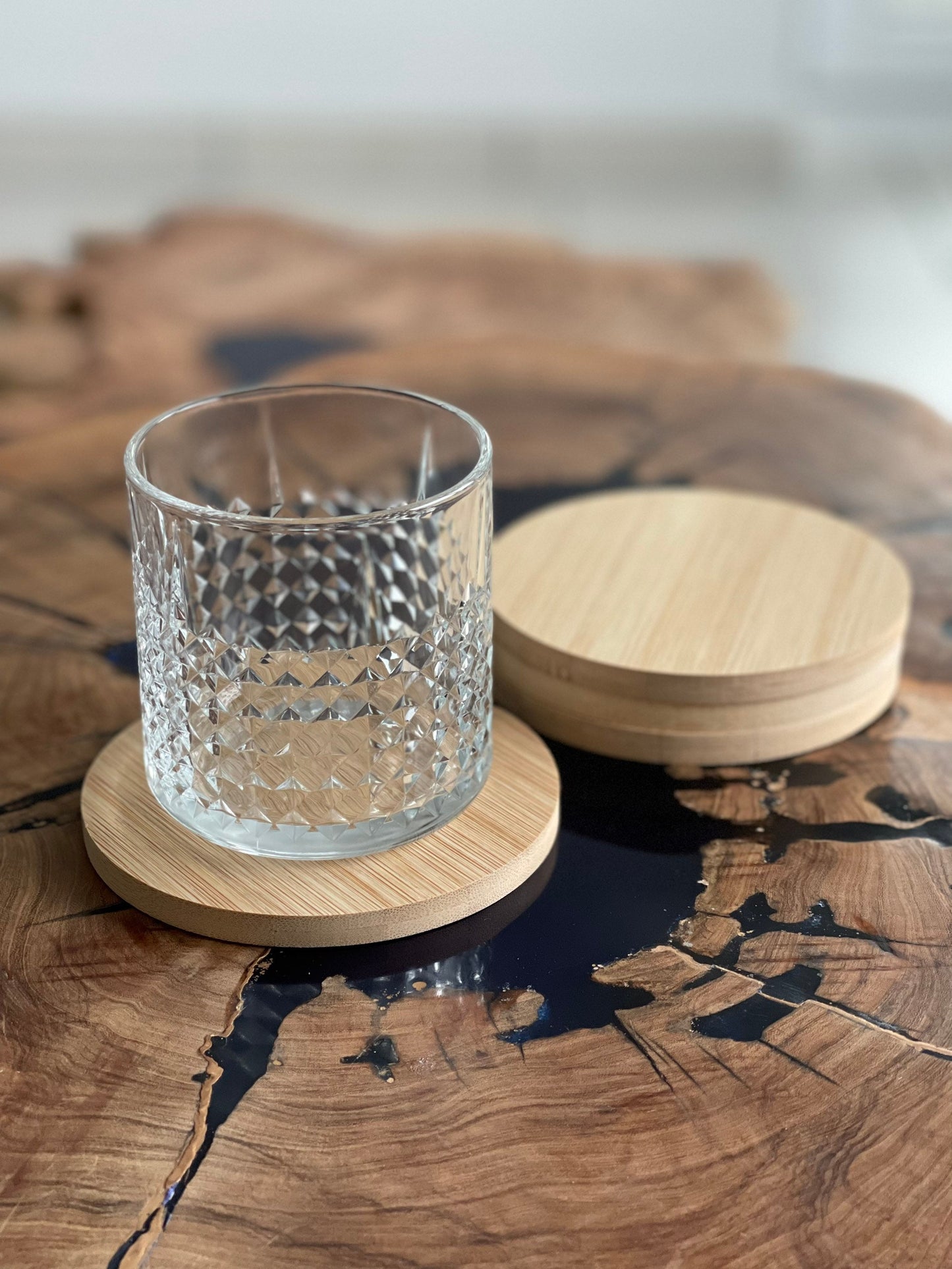 Bamboo coasters for beer lovers with funny saying wooden coasters